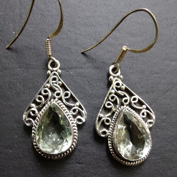Sterling Silver Prasiolite earrings - Picture 1 of 4